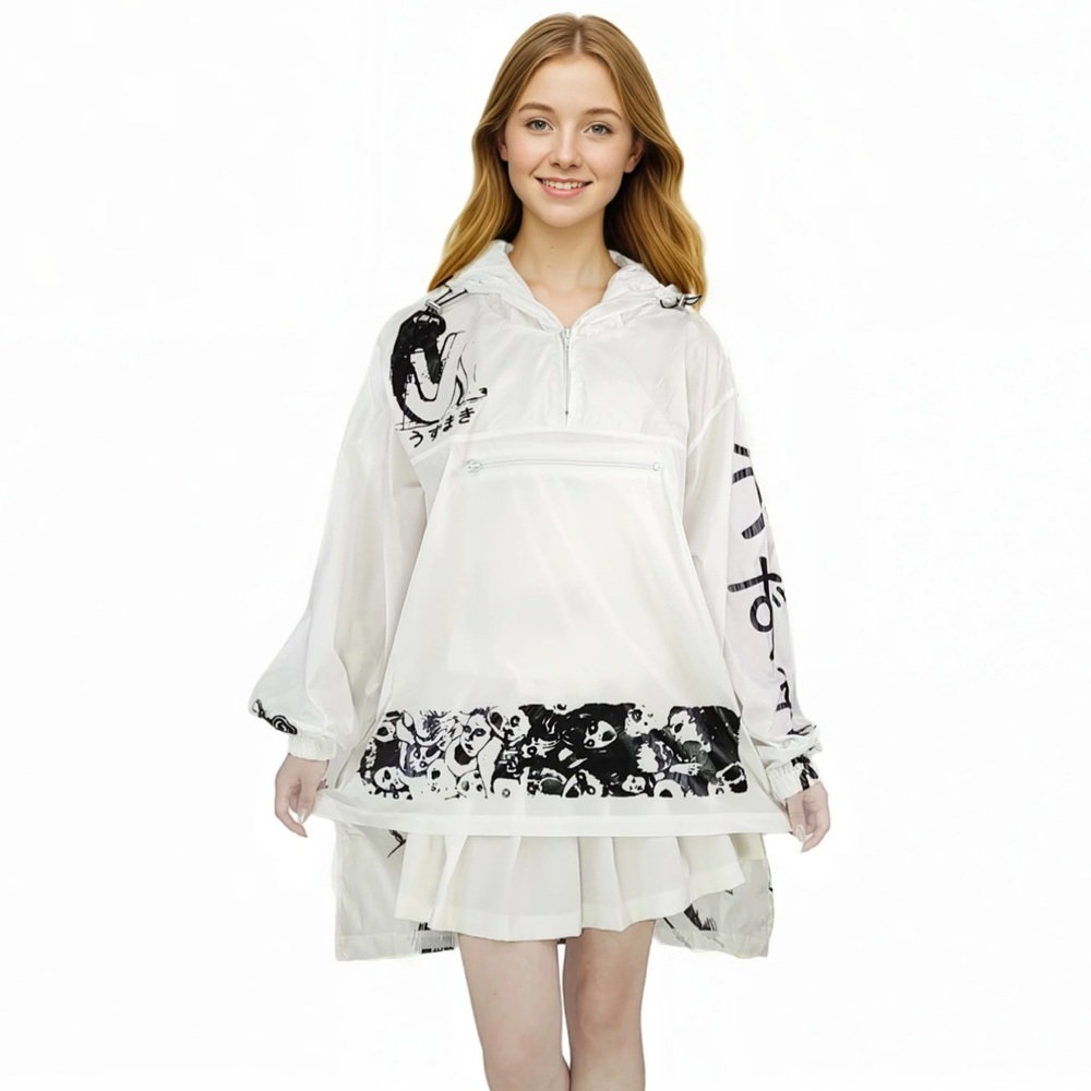 Chic White and Black Graphic Pullover
